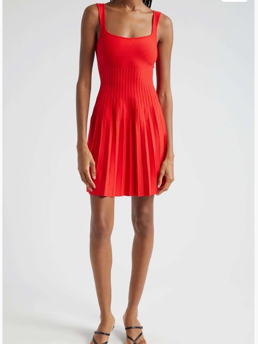 STAUD Mini Ellison Red Rose Pleated Dress
